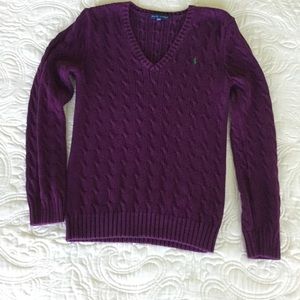 Ralph Lauren Cable Knit V Neck Sweater